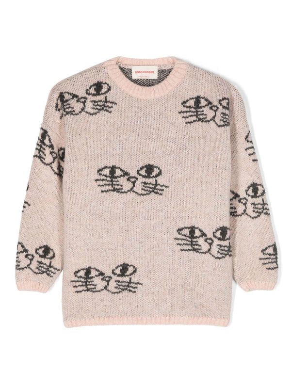 Allover Jacquard Crew Neck Knit