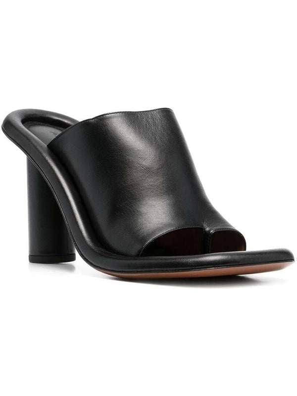 Square Toe Leather Sandal Heels