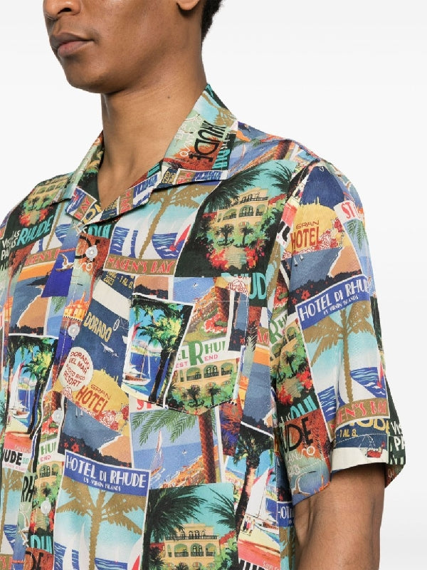 Postcard printing short sleeve shirt