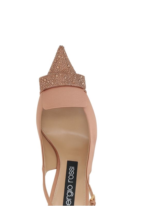 Jewel Detail Leather Slingback Heels