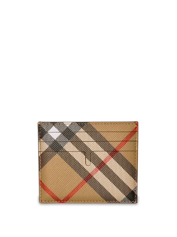 Burberry Beige Checked Card Holders