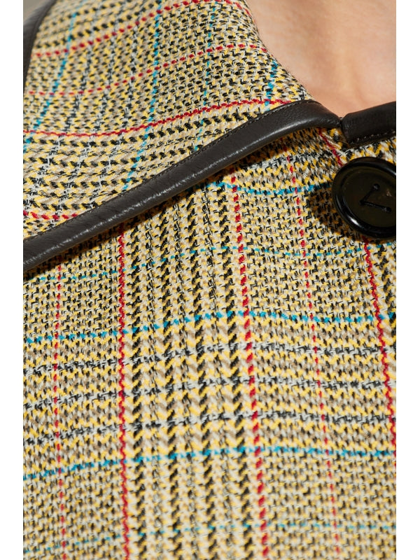 Check Pattern Wool Blend Coat