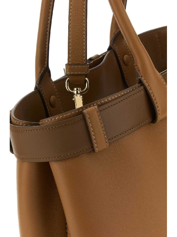 Buckle Leather Large Tote Bag