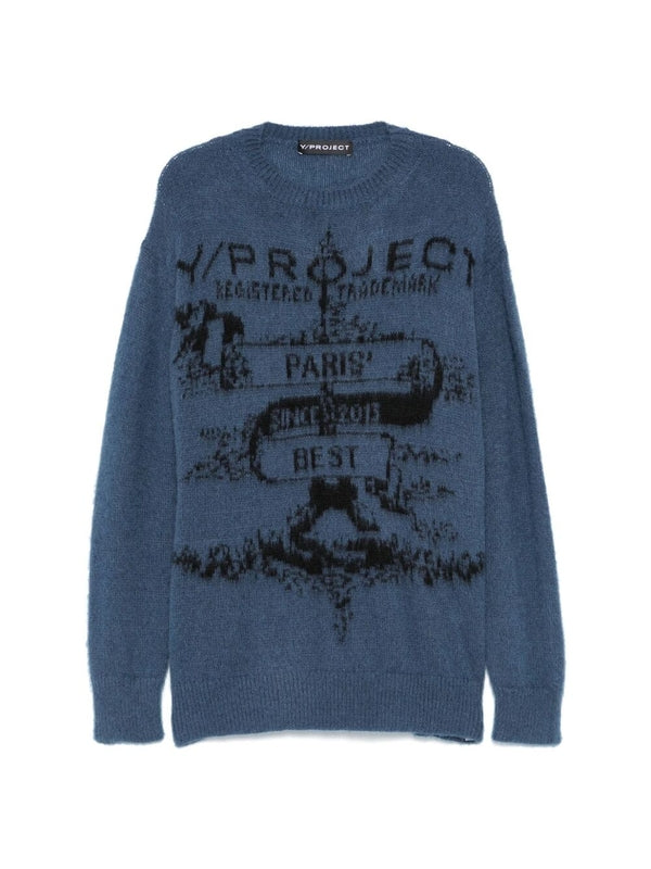 Paris Logo Jacquard Mohair Knit