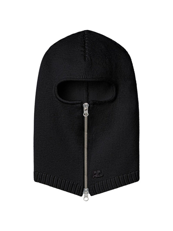 Logo Embroidery Zip-Up Wool Balaclava