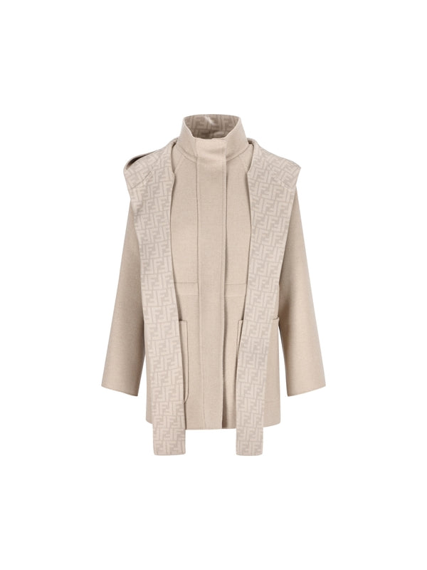 Scarf Layered Wool Jacket