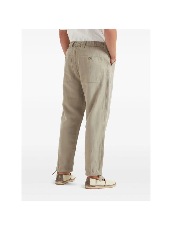 Beige Linen Cotton Pants