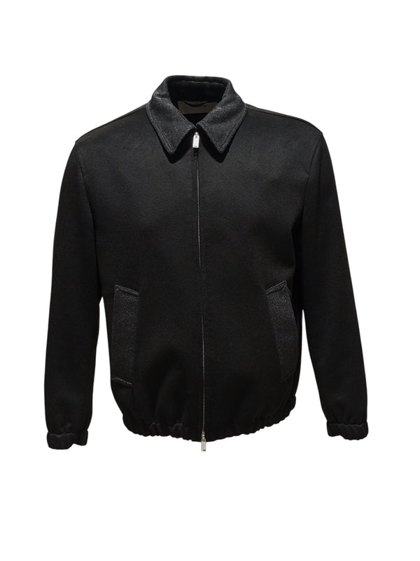 Black Cashmere Bomber Jacket