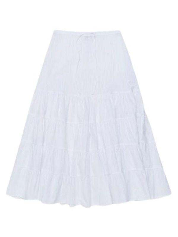 White Cotton Blend Long Skirt