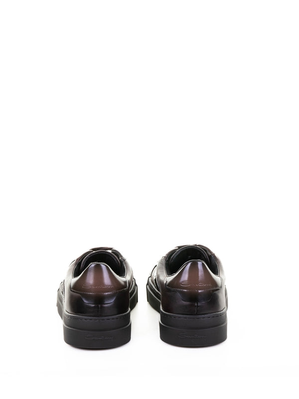 Santoni Brown Low Top Sneakers