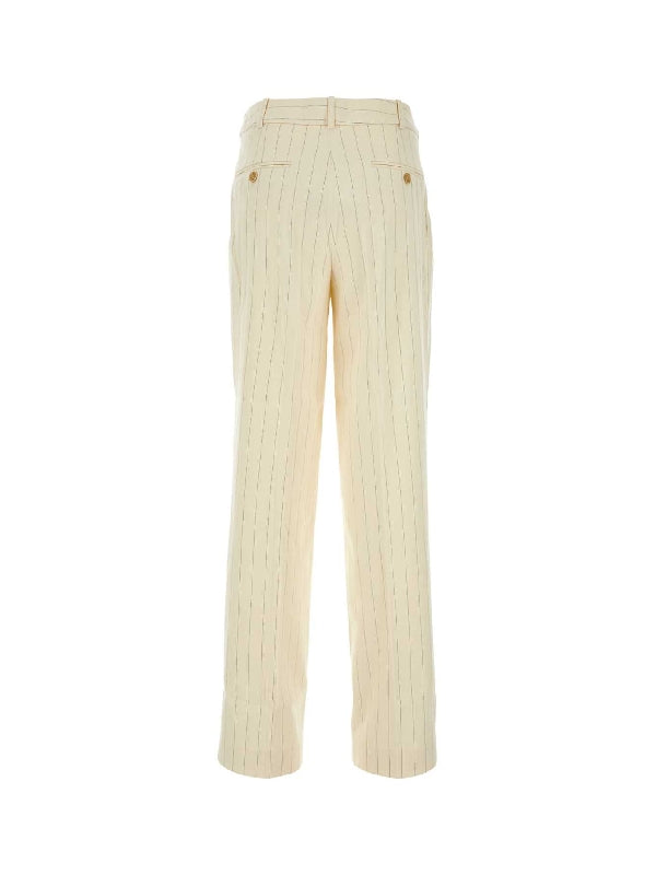 Wool Pleats Pinstripe Pants