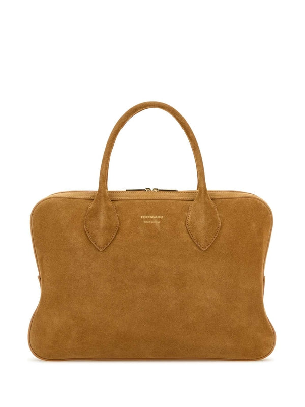 Camel Suede Medium Tote Bag