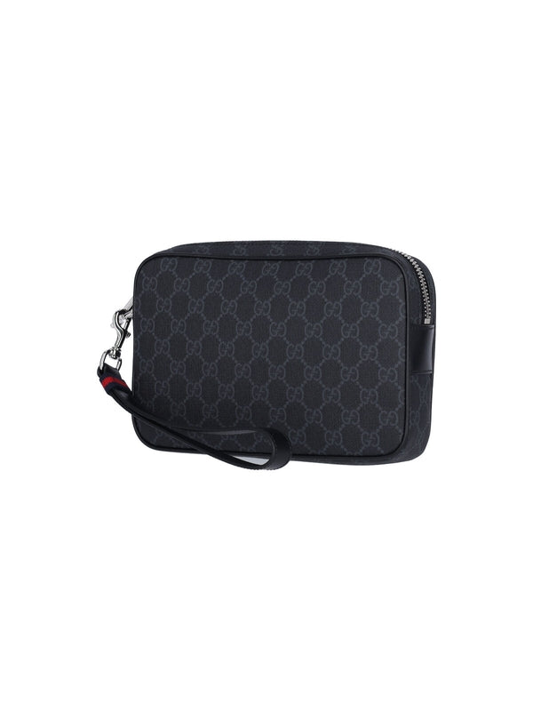 GG Supreme Canvas Strap Clutch Bag