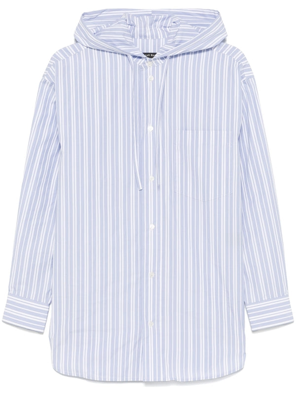 Stripe Hood Cotton Shirt