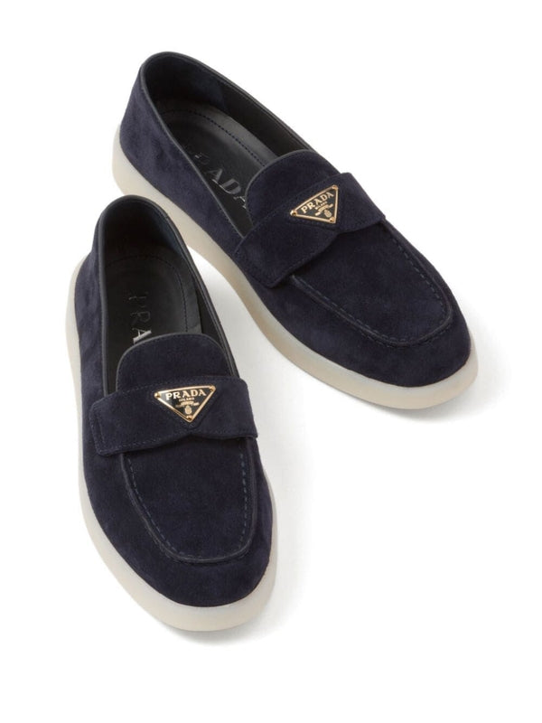 Triangle Logo Suede Loafers