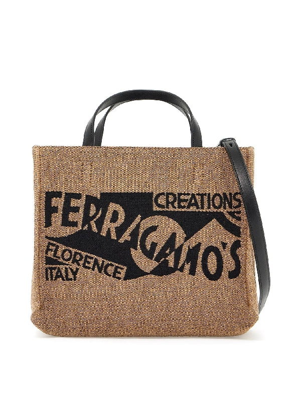 Venna Logo Raffia Tote Bag - Jente