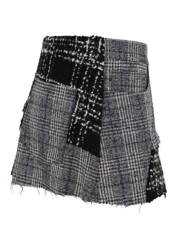 Patchwork Detail Check Skirt