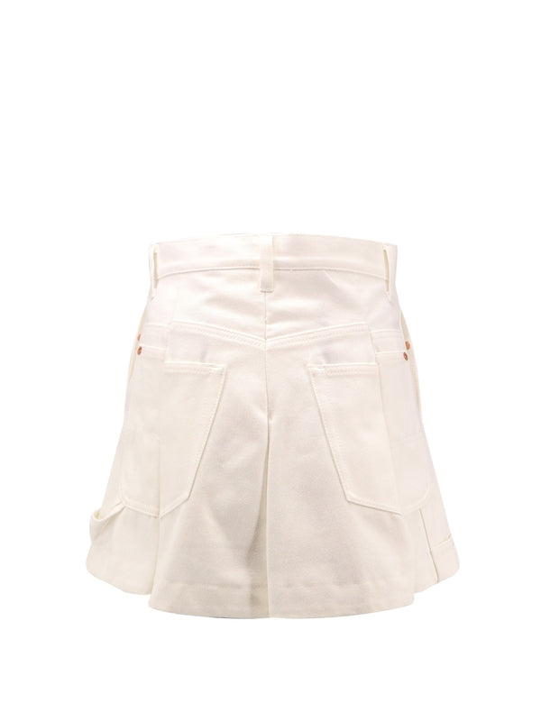 Asymmetric Panel Slit Cotton Shorts