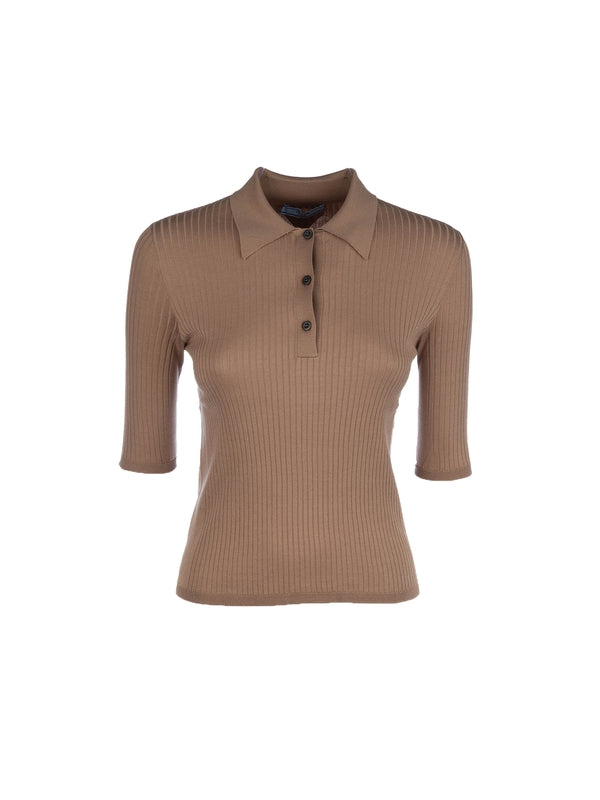 Back Logo Patch Ribbed Polo Shirt