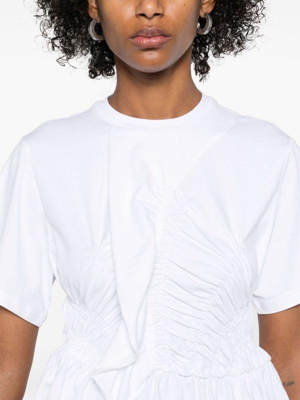 Peplum Drape Cotton Short-Sleeve T-Shirt