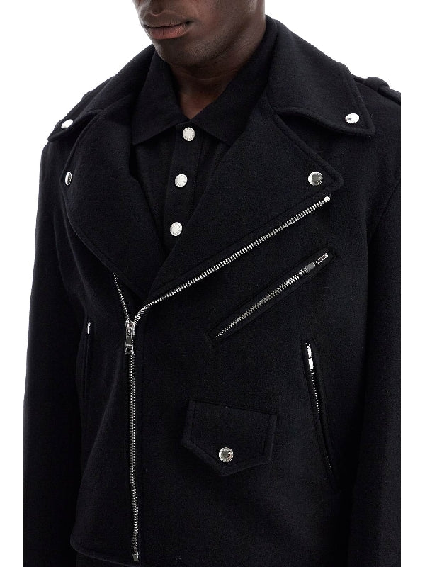 Wool Blend Biker Jacket - Jente