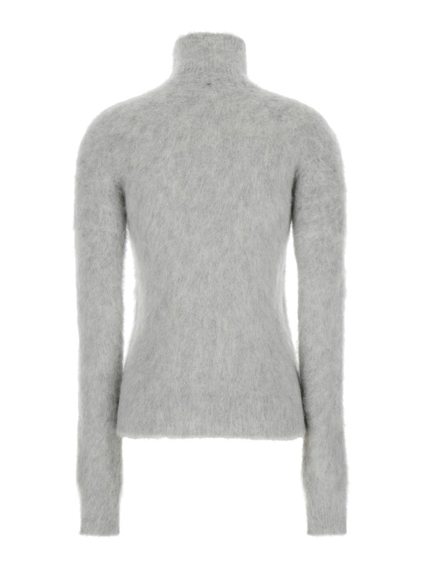 "Elgar" Grey Swater with Turtleneck in Alpaca Woman Knitted