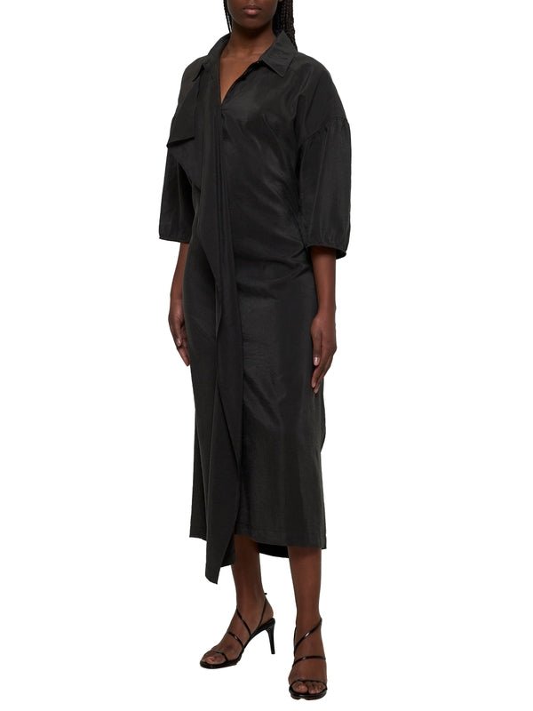 Black Silk Nylon Long Dress