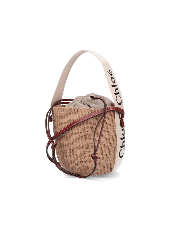 Woody Raffia Small Bucket Bag