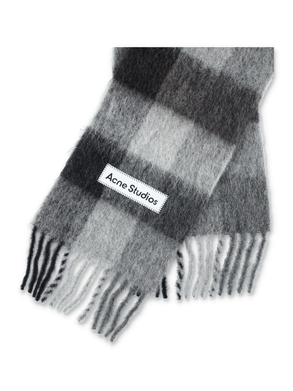 Logo Wool Blend Checked Muffler