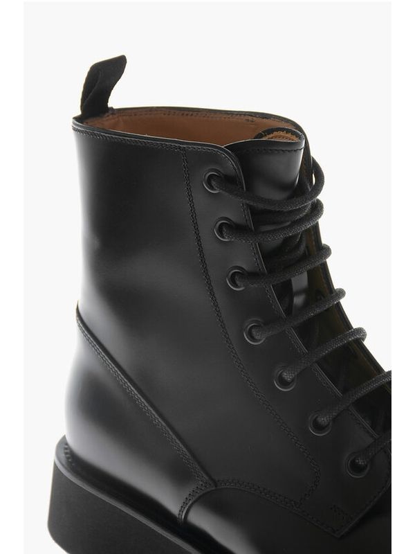 Black Calfskin Lace-Up Boots