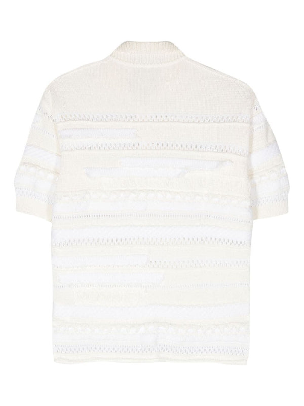 Crochet Stripe Polo Knit