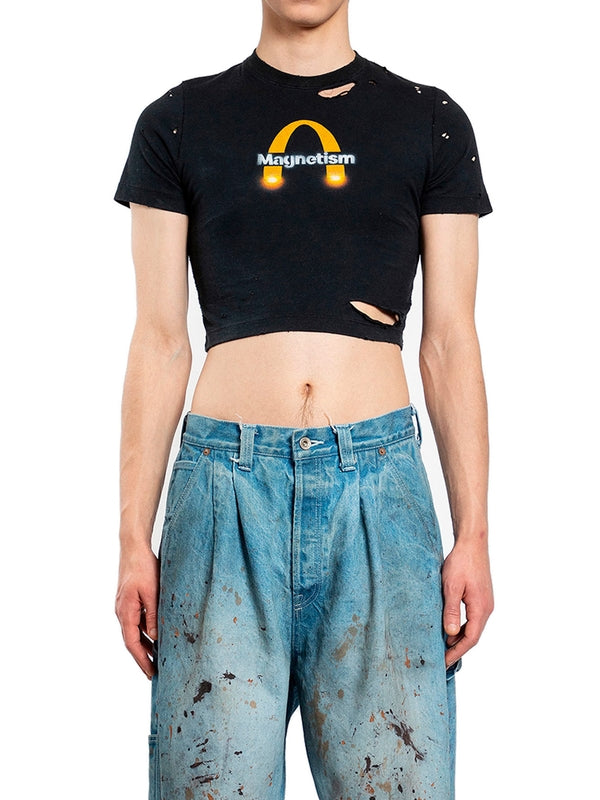 Magnetic Distress Crop Top