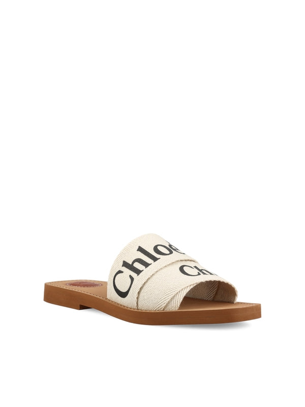 Woody Logo Linen Sandals