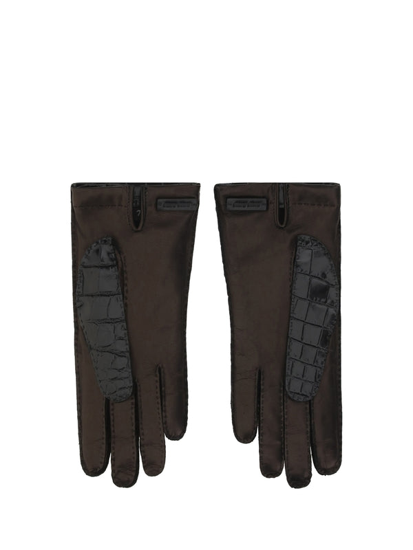 Logo Patch Crocodile Effect
  Leather Gloves