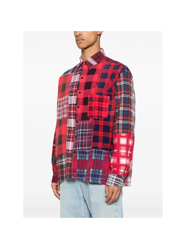 Patchwork Check Pattern Cotton Shirt