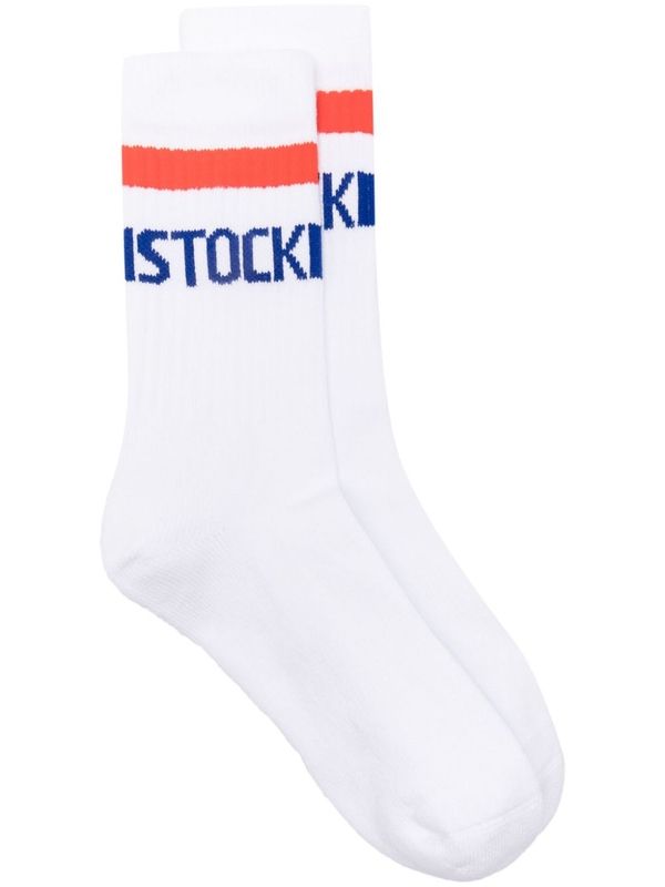 Logo Jacquard Rib Cotton Socks