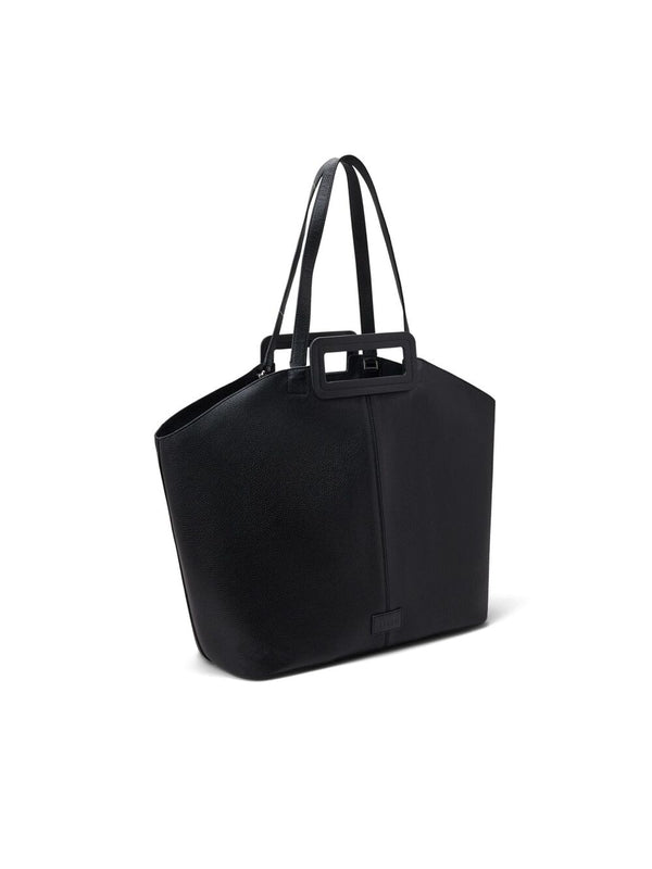 Logo Embellished Leather Tote Bag