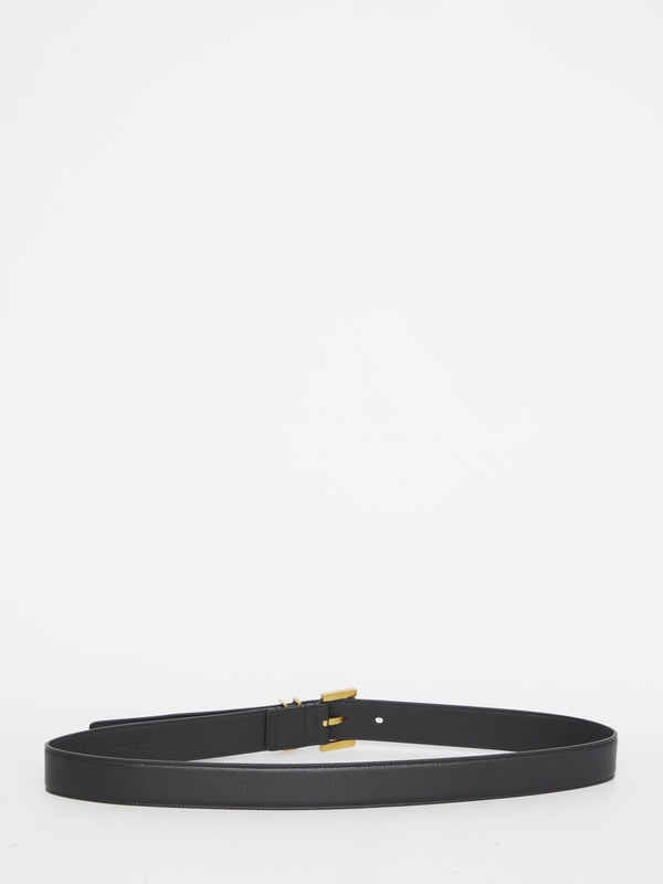 Monogram Buckle Leather Belt