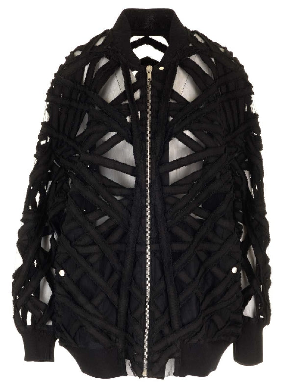 Peter Flight Denim Tulle Bomber Jacket