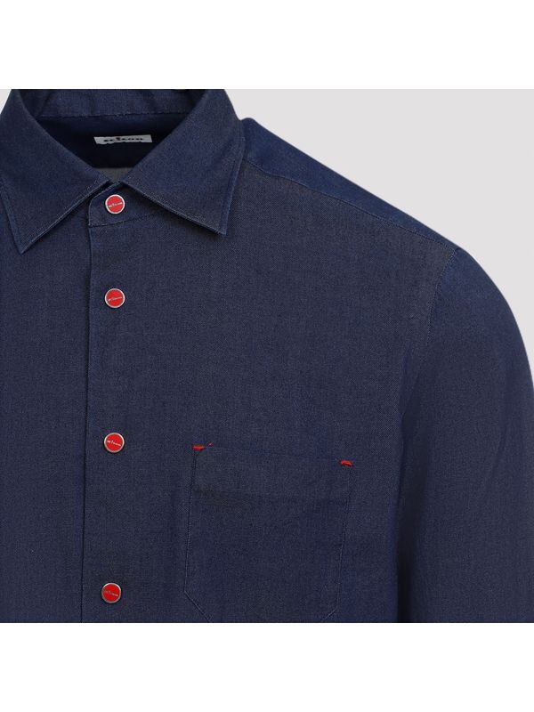 Logo Button Cotton Blend Shirt