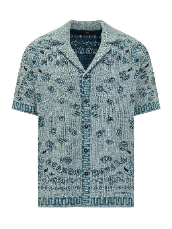 Bandana Jacquard Cotton Pique Short
  Sleeve Shirt