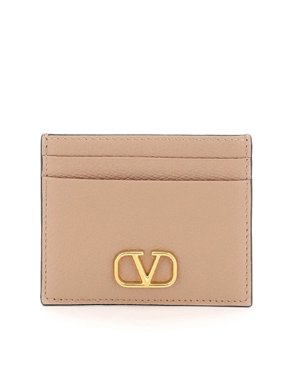 V Logo Leather Cardholder - Jente