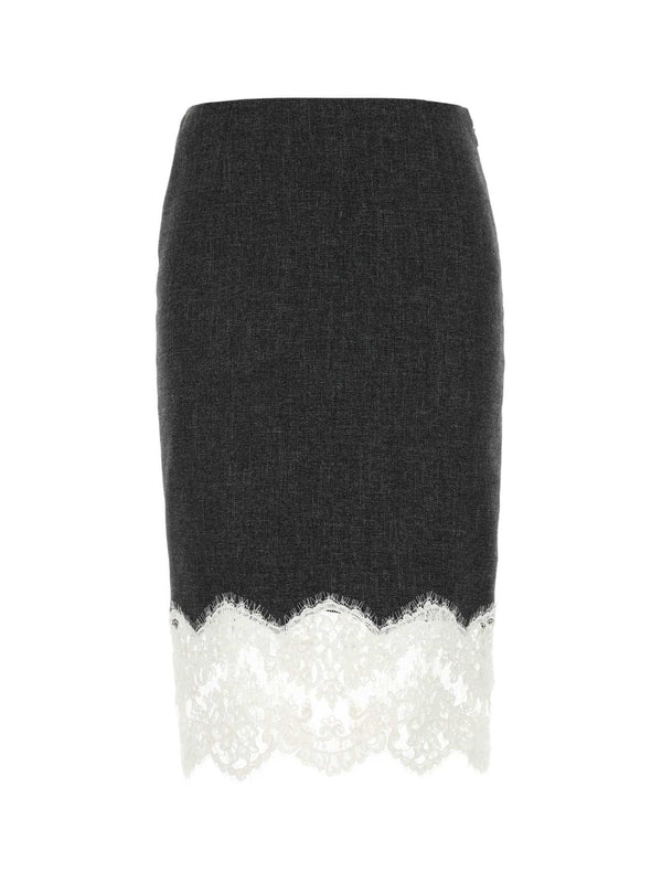 Lace-hem Midi Skirt