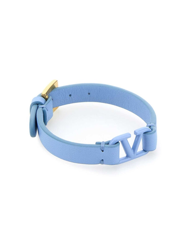 V Logo Decoration Leather Bracelet