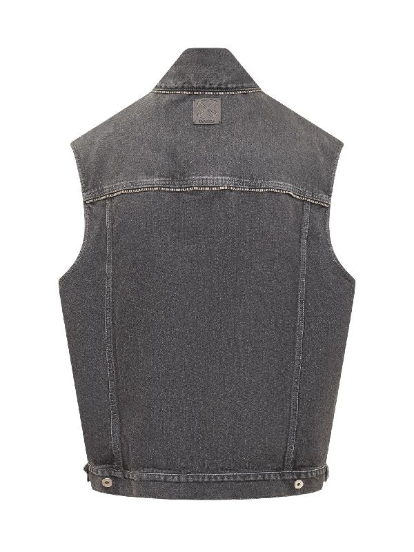 Zipper Trimmed Denim Vest