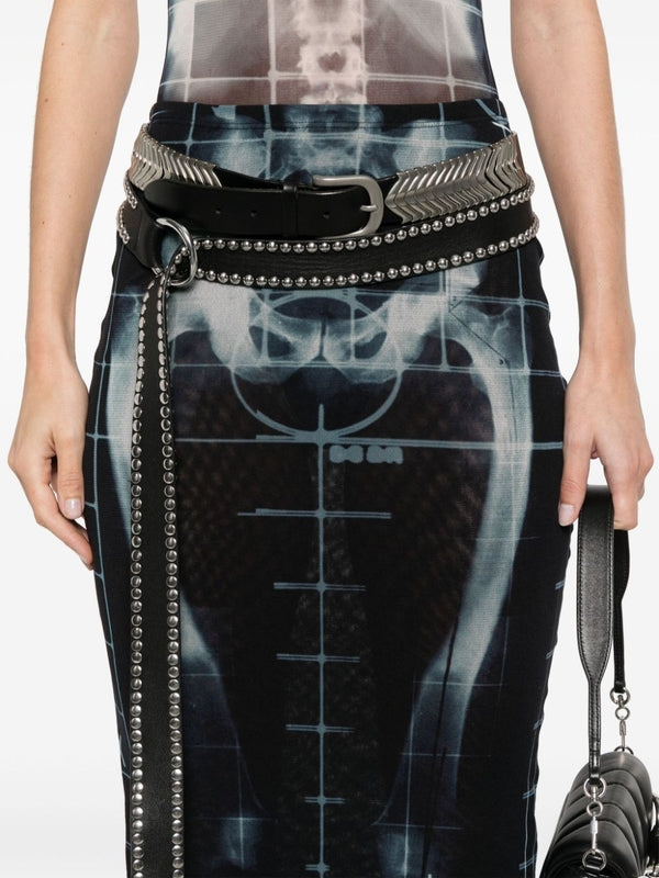 X-Ray Printing Semi Sheer Nylon Skirt