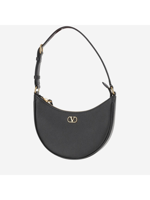 V Logo Leather Shoulder Bag