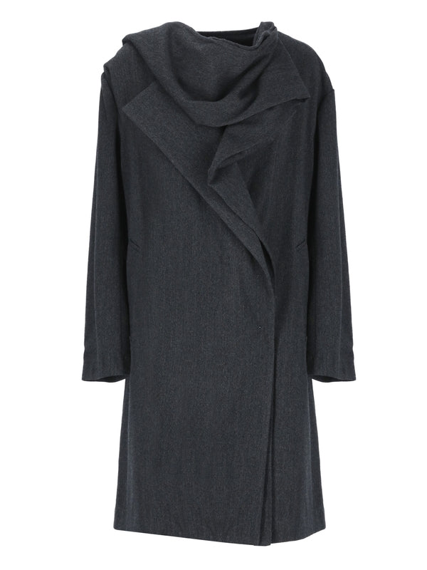 Draped Detail Wool Coat