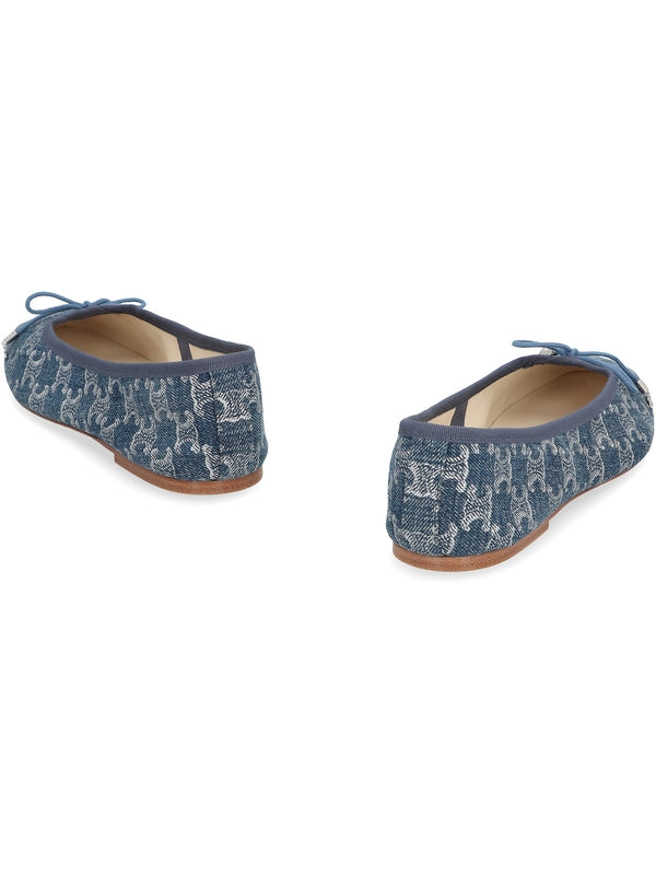 Triomphe Pattern Denim Flat Shoes