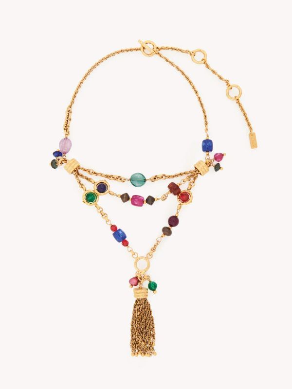 Pompoms Jewel Tassel Necklace